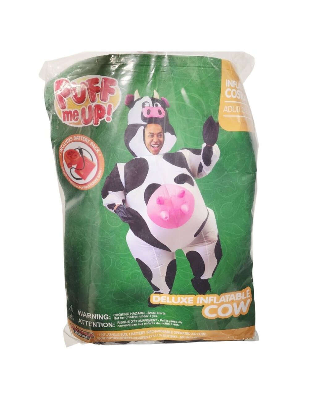 Deluxe Inflatable Cow Costume Adult One Size Includes Battery Pack